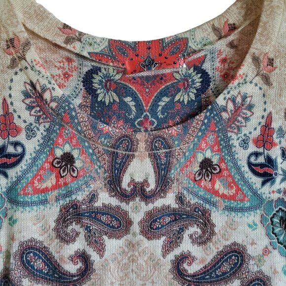 Gaze Made In USA Paisley Floral Short Sleeve Sweater - Picture 3 of 10